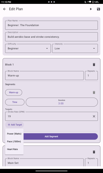 Training Plan Editor